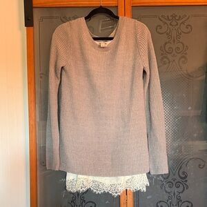 Women's Gray Sweater with Lace attached Tank